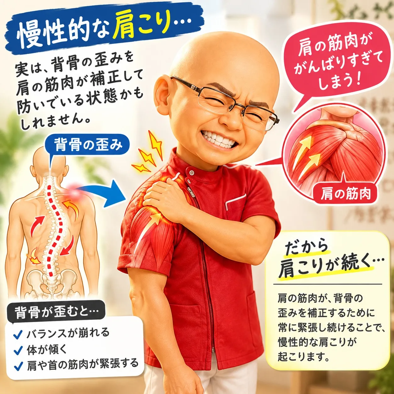 マッサージしても、肩こりがすぐ戻ってしまう方へ。
